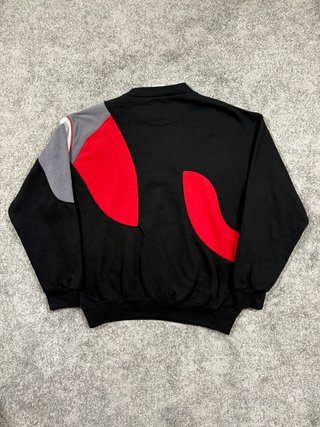 Sudadera Adidas vintage colorblock negro rojo L