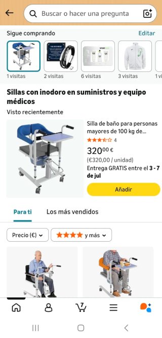 Silla de baño para personas mayores 100 kg