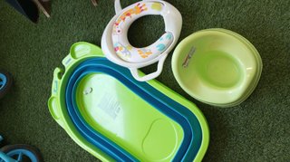 Pack Baño Bebé: Bañera Plegable, Orinal y Adaptado