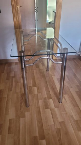 Mesa de cristal 100x60cm con patas metálicas