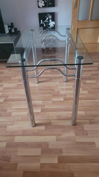 Mesa de cristal 100x60cm con patas metálicas