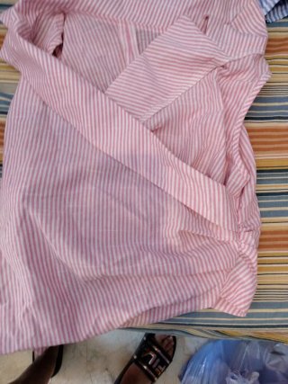 Camisa cruzada rayas rosa y blanca