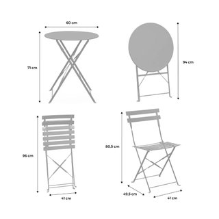 Set Mesa y 2 Sillas Acero  Patio Terraza Nuevo
