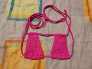 Top bikini nido de abeja fucsia