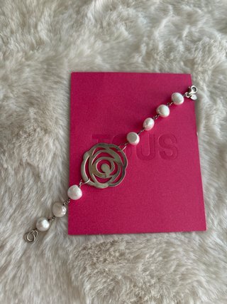 Pulsera Tous Rosa de Abril Plata y Perlas