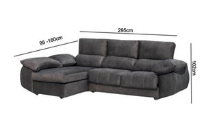 Sofá Chaiselongue Cama Gris Oscuro