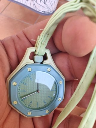 Colgante Reloj Octogonal Beige y Azul