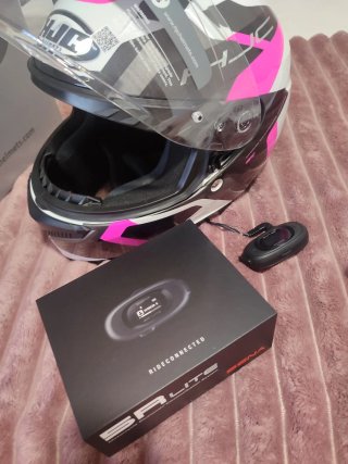 Casco Moto HJC Rosa y Negro