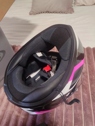 Casco Moto HJC Rosa y Negro