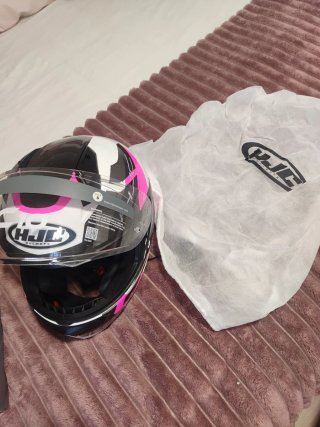Casco Moto HJC Rosa y Negro