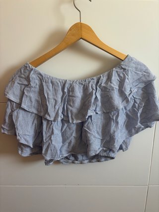 Top de volantes azul