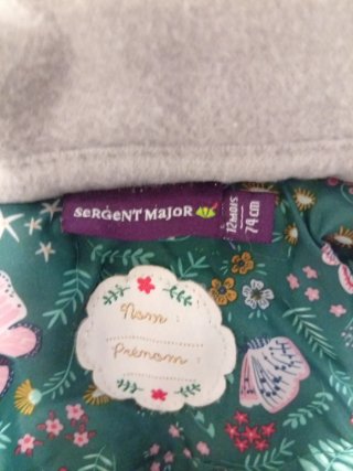 Abrigo Sergent Major Talla 12 Meses- 74 cm