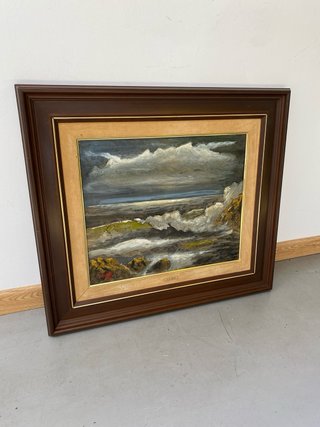 Cuadro Pintura Óleo Paisaje Marino Tormentoso