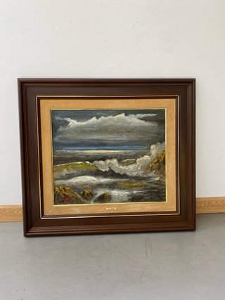 Cuadro Pintura Óleo Paisaje Marino Tormentoso