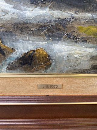 Cuadro Pintura Óleo Paisaje Marino Tormentoso