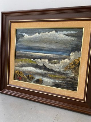 Cuadro Pintura Óleo Paisaje Marino Tormentoso