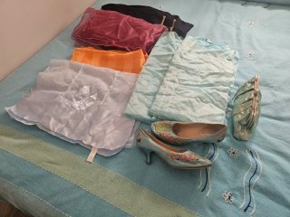 Lote pañuelos, fulares, zapatos y bolso