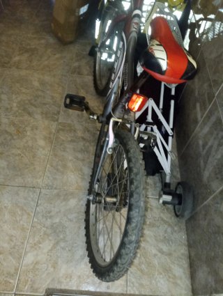 Bicicleta infantil roja y plateada