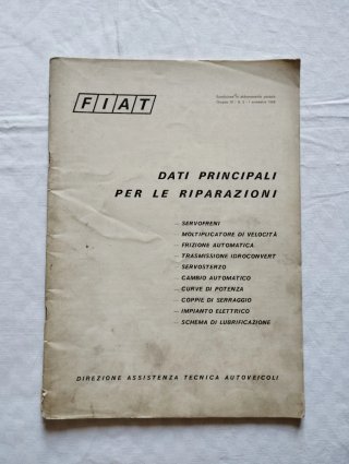 Manuale Fiat Dati Principali Riparazioni 1969