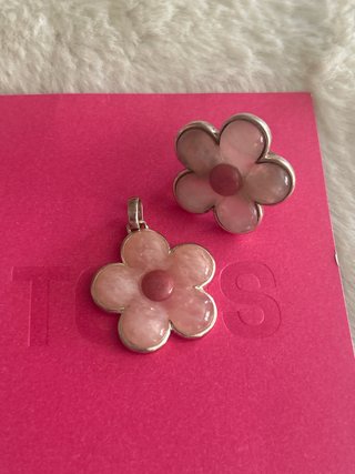 Conjunto Tous Flor Rosa y Plata