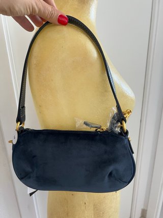 Bolso Hombro Juicy Couture Terciopelo Azul Dorado