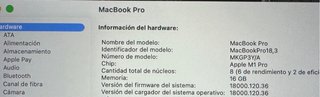 MacBook Pro 14,2” 2022 M1 Pro 16GB 512GB Gris Esp