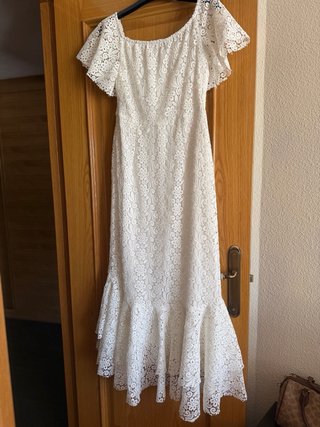Vestido blanco midi Zara encaje