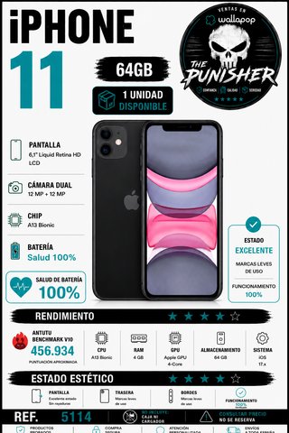 Ref. 5114 iPhone 11 64GB Salud Batería 100%