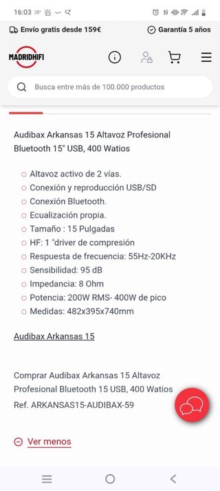 Altavoces Audibax Arkansas 15
