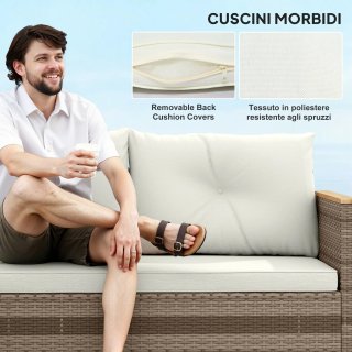 Set di Mobili da Giardino in Rattan 3 Pezzi, Salot
