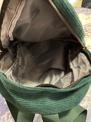 Zaino effetto velluto verde