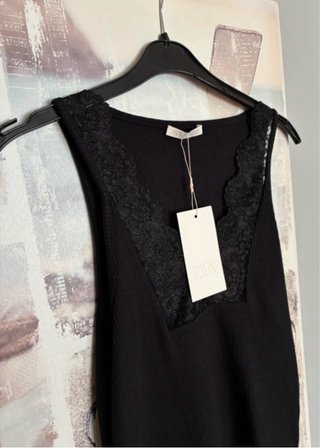 Camiseta Zara Negro Encaje T.S com etiqueta