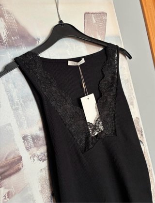 Camiseta Zara Negro Encaje T.S com etiqueta