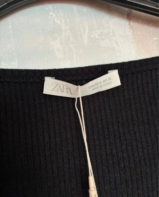 Camiseta Zara Negro Encaje T.S com etiqueta