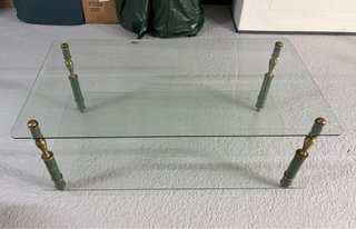 Mesa de centro cristal y metal dorado