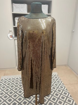 Vestido fiesta lentejuelas dorado