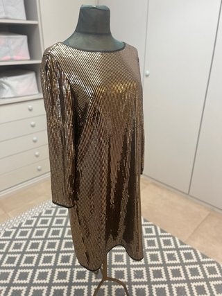 Vestido fiesta lentejuelas dorado