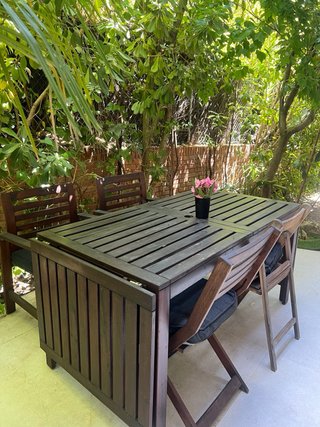 Mesa extensible jardín 8-10 plazas+4sillas acacia