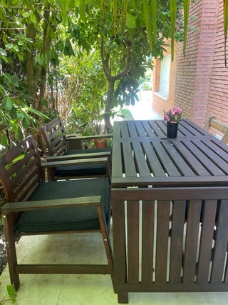 Mesa extensible jardín 8-10 plazas+4sillas acacia