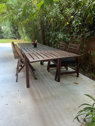 Mesa extensible jardín 8-10 plazas+4sillas acacia