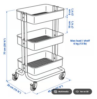 Carrito RÅSKOG IKEA Negro (Como Nuevo)