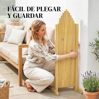 Set 2 Vallas Jardín Extensibles Madera Natural