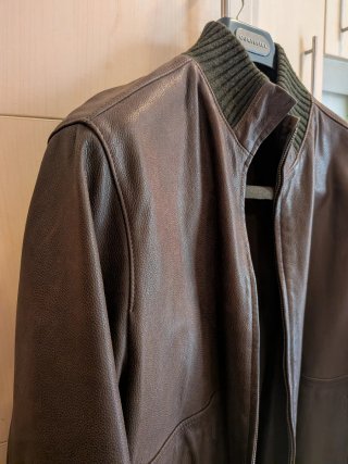 Cazadora Bomber Piel Marrón Massimo Dutti