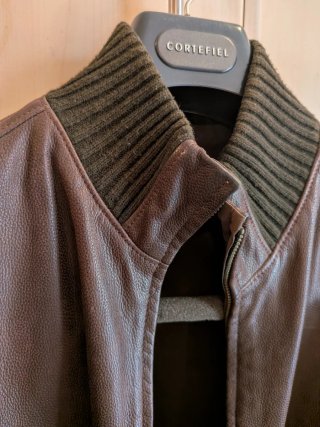 Cazadora Bomber Piel Marrón Massimo Dutti