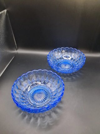 2 Cuencos Vintage Vidrio Azul
