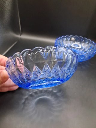 2 Cuencos Vintage Vidrio Azul
