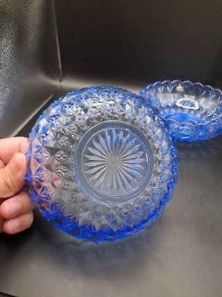 2 Cuencos Vintage Vidrio Azul