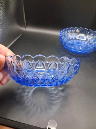 2 Cuencos Vintage Vidrio Azul