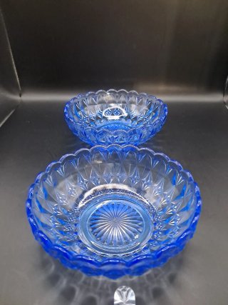 2 Cuencos Vintage Vidrio Azul