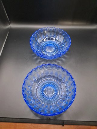 2 Cuencos Vintage Vidrio Azul